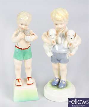Two Royal Worcester bone china figurines