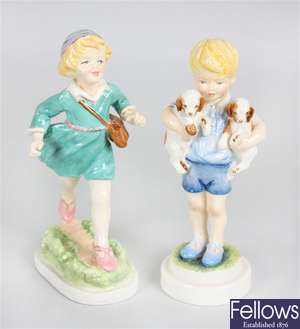 A Royal Worcester bone china figurine 'Monday's Child is Fair of Face' and 'Thursday's Child'