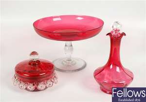 Selection of cranberry glass