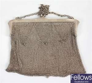 A London 1917 hallmarked silver chain mail purse