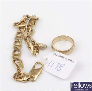 (128928493)  link bracelet, 9ct wedding ring