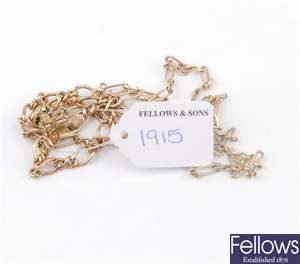 (205141812) 9ct figaro bracelet, 9ct figaro necklace