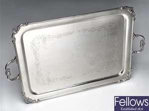 1930's large silver tray.