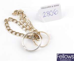 (1061006058)  curb bracelet, two assorted rings