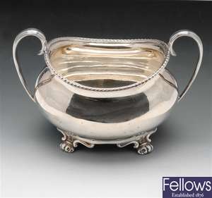 Edwardian silver sugar bowl by Atkin Brothers.