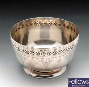 Victorian silver christening bowl.