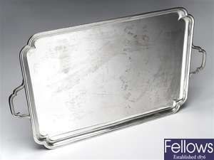 Early 20th century large silver twin handled tray.