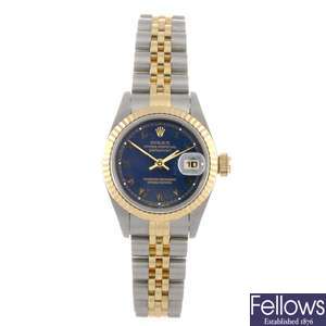 A bi-metal automatic lady's Rolex Datejust bracelet watch