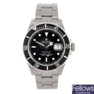 A stainless steel automatic gents Rolex Submariner bracelet watch