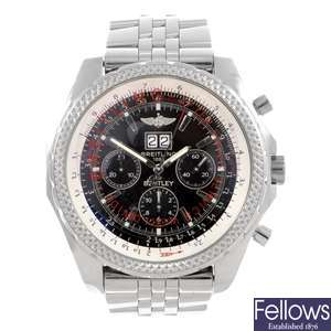 A stainless steel automatic Breitling for Bentley bracelet watch.