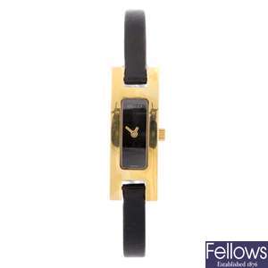 A gold plated quartz lady's Gucci wrist watch