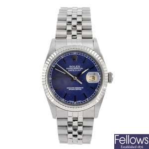 A stainless steel automatic gents Rolex Datejust bracelet watch