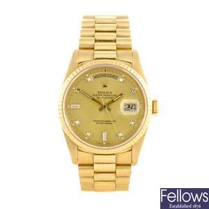 An 18k gold automatic gentleman's Rolex bracelet watch.