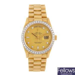 An 18k gold automatic gentleman's Rolex Day-Date bracelet watch