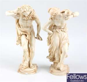 A pair of Royal Dux-style figures (a/f)