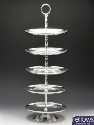 A pair of silver plated cake stands.