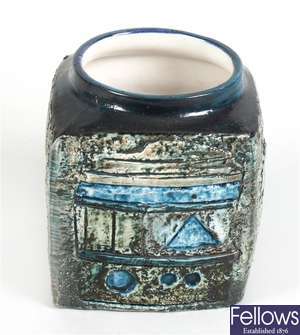 A Troika pottery vase of cube shape form.