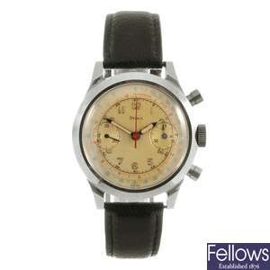 A stainless steel manual wind gentleman's Doxa chronograph wrist watch.
