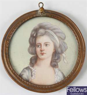 A 19th century painted circular portrait miniature