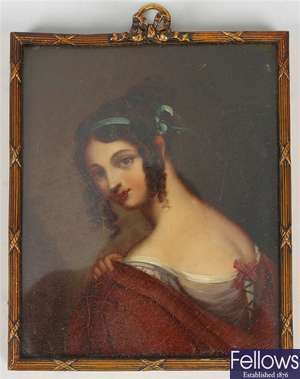 A 19th century painted portrait miniature