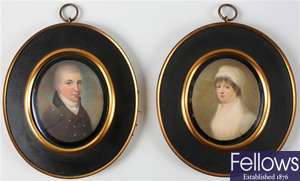 A 19th century painted oval portrait miniatures