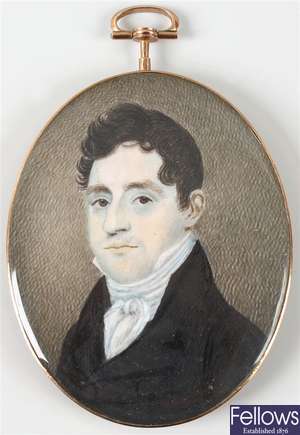 A late 18th century oval painted oval portrait miniature