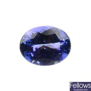 A loose oval-cut tanzanite of 3.13cts.