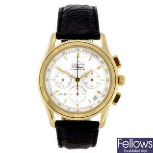 An 18k gold automatic chronograph gentleman's Zenith El Primero wrist watch.