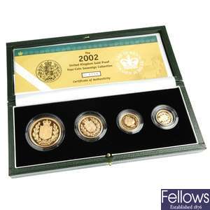 UK Gold Proof Four-Coin Sovereign Collection 2002.
