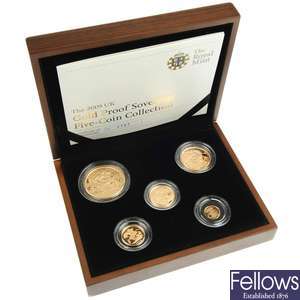 UK Gold Proof Five-Coin Sovereign Collection 2009.