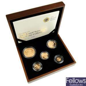 UK Gold Proof Five-Coin Sovereign Collection 2010.