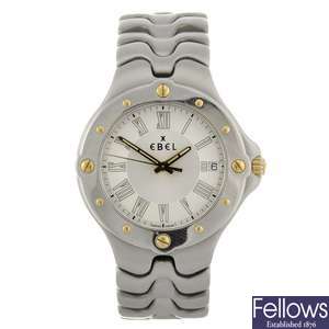 A stainless steel quartz gentleman's Ebel Sportwave bracelet watch.