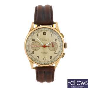 An 18k gold manual wind gentleman's Chronographe Suisse wrist watch.