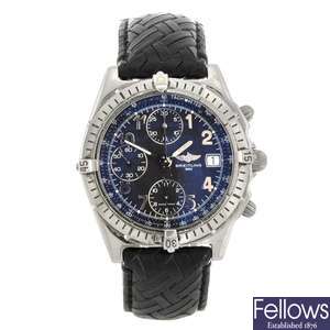 A stainless steel automatic gentleman's Breitling Windrider Chronomat wrist watch.