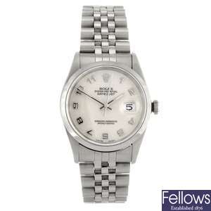 (0033714) A stainless steel automatic gentleman's Rolex Datejust bracelet watch.