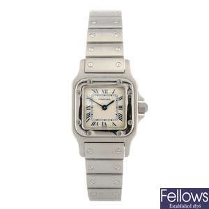 (307084295) A stainless steel quartz Cartier Santos bracelet watch.