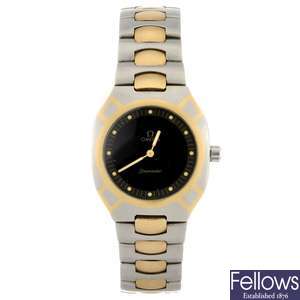 (307086234) A bi-colour quartz gentleman's Omega Seamaster Polaris bracelet watch.