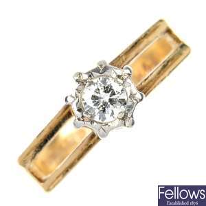A 9ct gold diamond single-stone ring. 