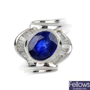 MOUAWAD - a sapphire and diamond dress ring.