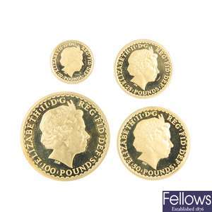 Elizabeth II Britannia Four coin Gold Proof set.