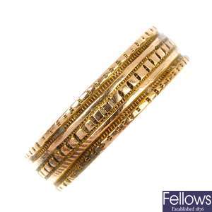 A late Victorian 15ct gold band ring, circa 1880.