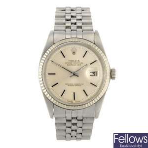 (108104473) A stainless steel automatic gentleman's Rolex Oyster Perpetual Datejust bracelet watch.