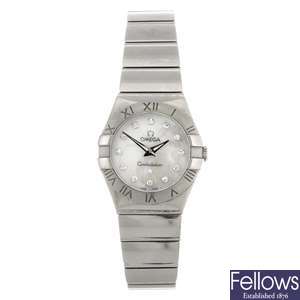 (403044454) A stainless steel quartz lady's Omega Constellation bracelet watch.