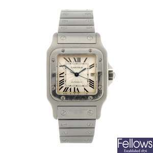(104990793) A stainless steel automatic Cartier Santos Galbee bracelet watch.