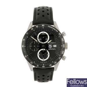(703008623) A stainless steel automatic chronograph gentleman's Tag Heuer Carrera wrist watch.
