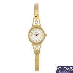 (703008904) A gold plated quartz lady's Accurist bracelet watch.