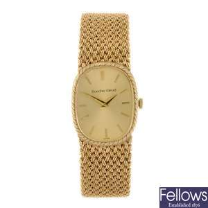 (305126700) A 9ct gold manual wind gentleman's Bueche-Girod bracelet watch.