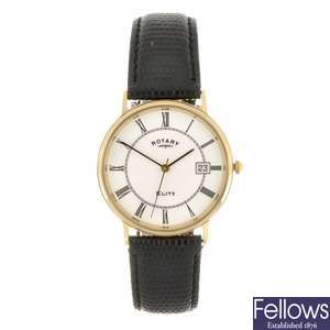 (004393) An 18k gold quartz gentleman's Rotary Elite wrist watch.