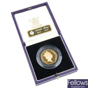 Elizabeth II, Gold Proof D-Day commemorative Fifty-Pence.