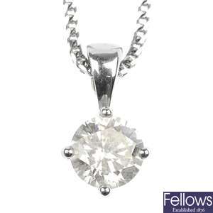 (118797-2-A) An 18ct gold diamond single-stone pendant.